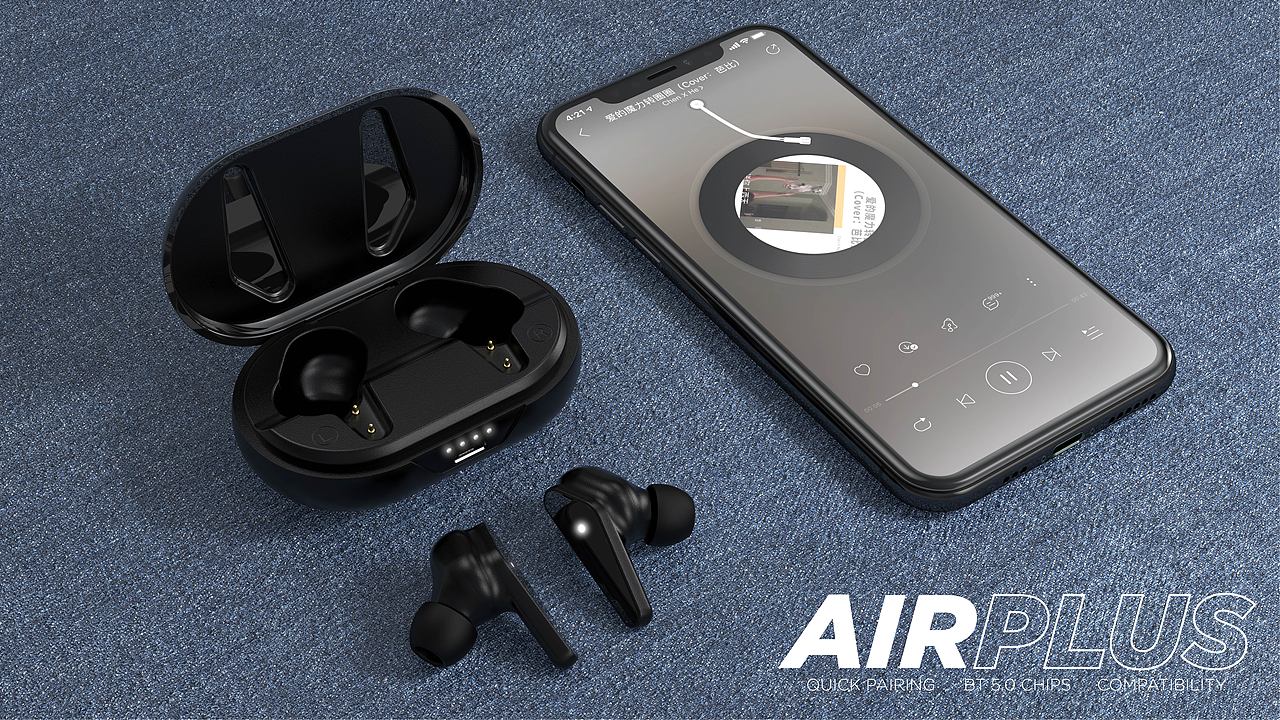 【 AIRPLUS 】—— 耳機(jī)渲染（圖ZMjAzMjYzNDU2） - 產(chǎn)品 - 站酷設(shè)計(jì)師MsaRose原創(chuàng)素材 - 站酷ZCOOL