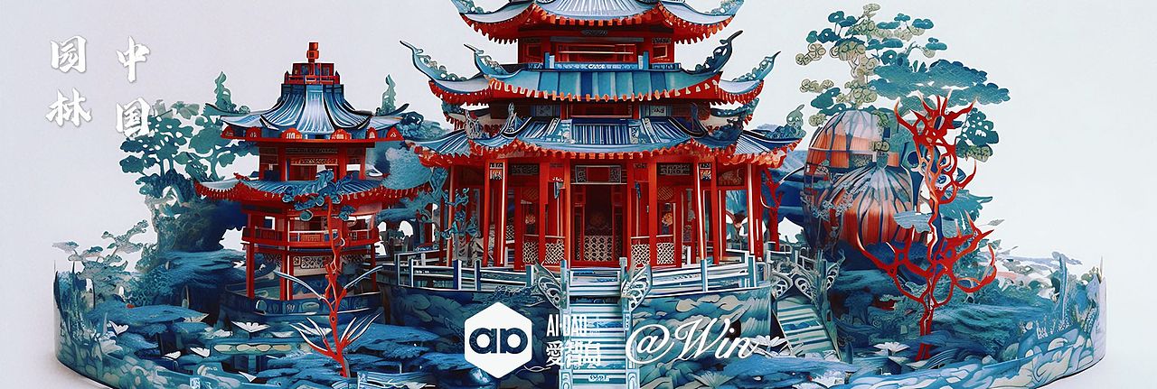 AIGC国风 | 剪纸园林长卷 02（图ZMzM3NDg2MzEy） - 绘画 - 站酷设计师WINAI原创素材 - 站酷ZCOOL