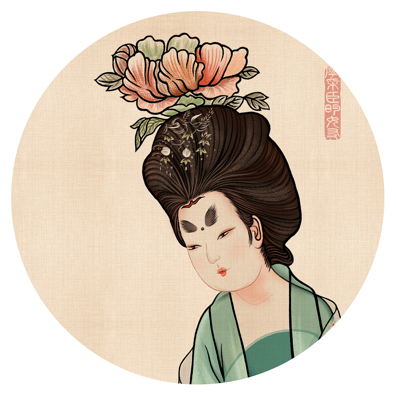 《簪花仕女图》工笔画（图ZMTczMjQ4MzY0） - 创作习作 - 站酷设计师宁采臣的女友原创素材 - 站酷ZCOOL