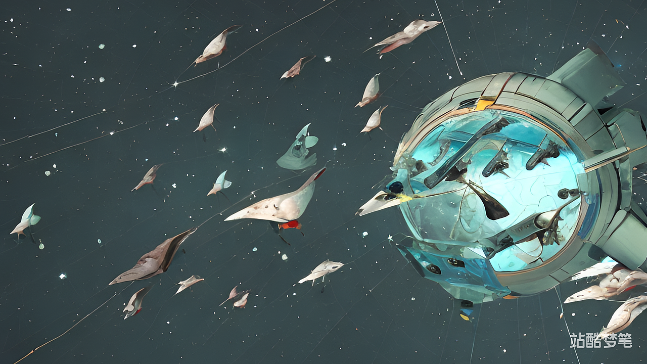 #站酷梦笔#宇宙飞船里的鸟（图ZMzI4OTE5MTI4） - AI作品 - 站酷设计师livcer原创素材 - 站酷ZCOOL