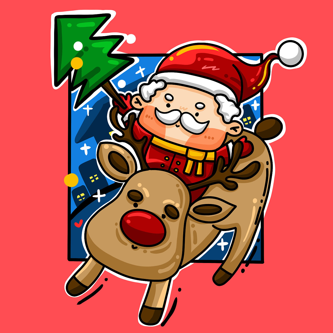 圣诞老人和鹿 库存例证. 插画 包括有 向量, 图画, 雪花, 新建, 看板卡, 毛皮, 克劳斯, 圣诞节 - 62255381