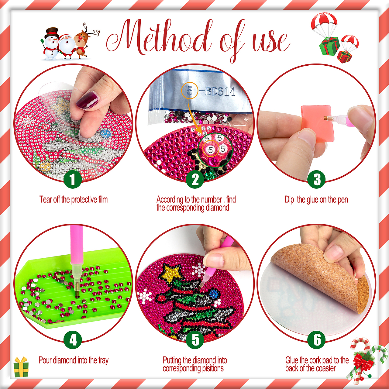 亚马逊 |圣诞节钻石杯垫 主图设计（图ZMzYyNDA2ODgw） - 电商 - 站酷设计师Teatea设计原创素材 - 站酷ZCOOL