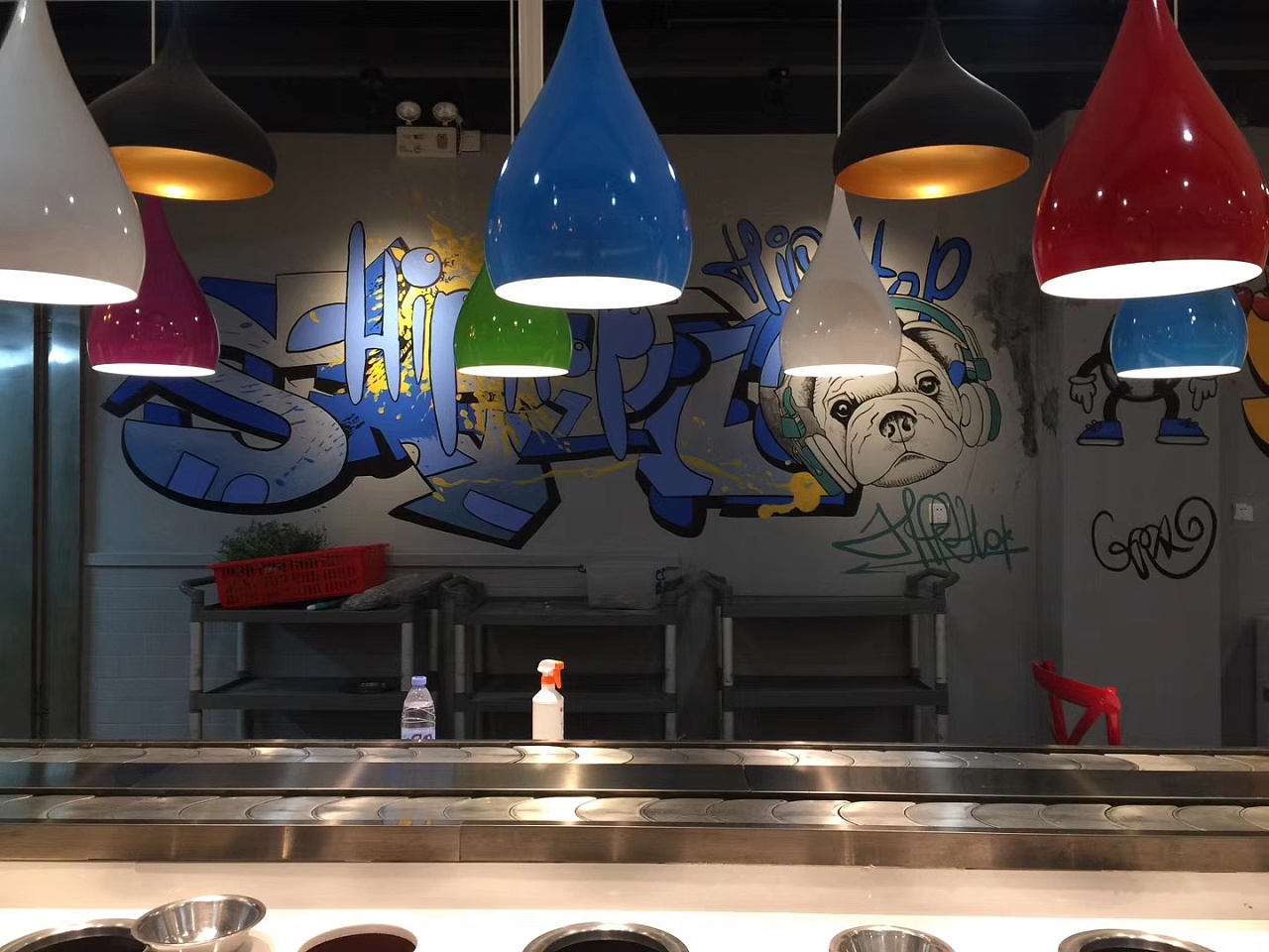 火锅店涂鸦墙体彩绘装饰华铭智墙绘