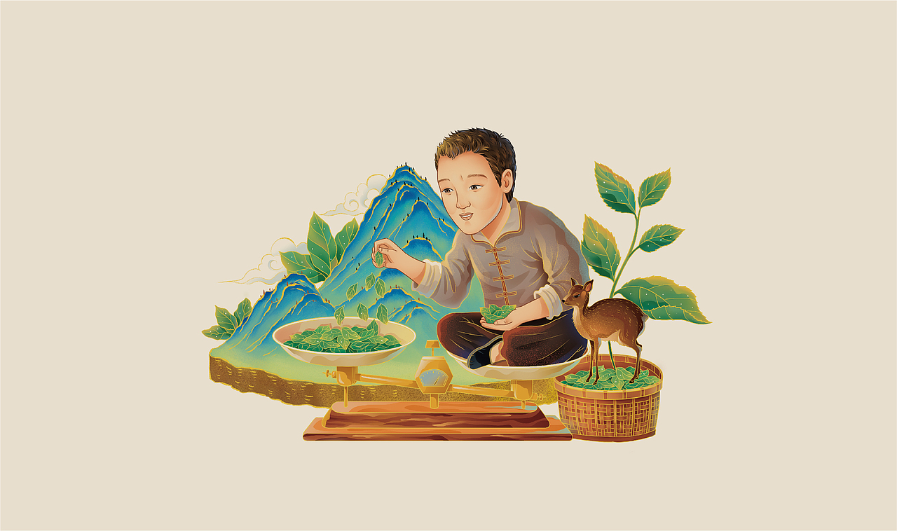绿色茶园计划系列插画（图ZMjIzMDk1NTA0） - 商业插画 - 站酷设计师荔枝litchii原创素材 - 站酷ZCOOL