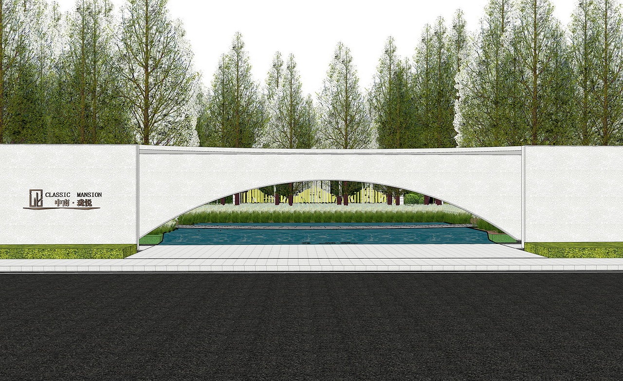 中南·珑悦现代示范区景观SU模型下载