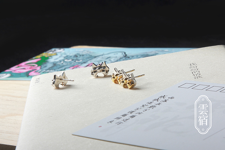 【云宿瓦猫主题】木莲花镀金耳钉