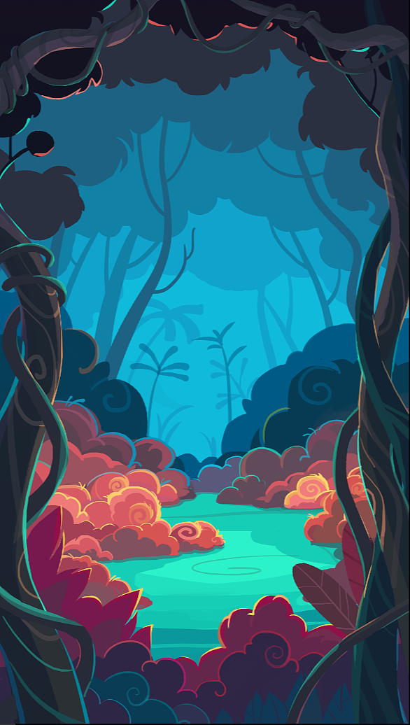 几张卡通游戏背景插画创作