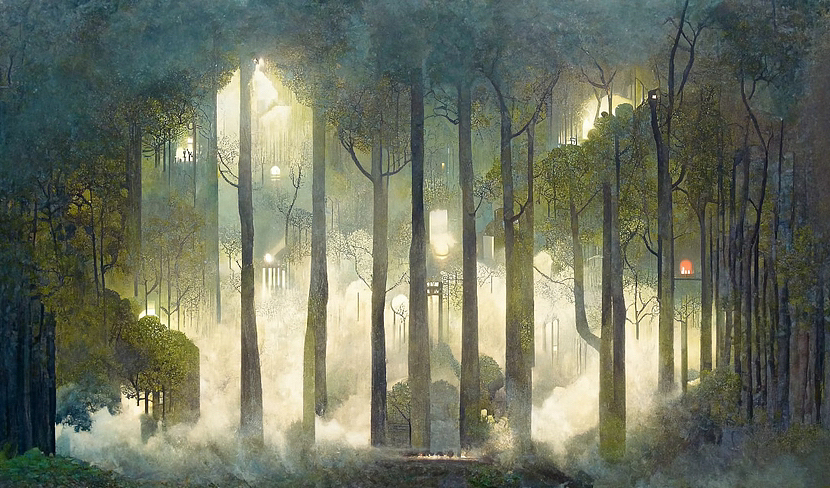 AI绘画档案馆｜迷雾森林（图ZMzMzNjM0MTg0） - AI作品 - 站酷设计师PPP的杂货铺原创素材 - 站酷ZCOOL