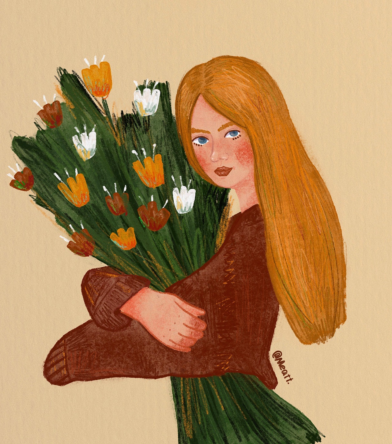 复古欧美水彩女头像