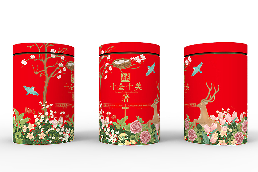 喜庆筷子包装 餐具外包装 筷子插画包装 节日礼品包装（图ZOTgwMDMyMDg=） - 包装 - 站酷设计师缘包装原创素材 - 站酷ZCOOL