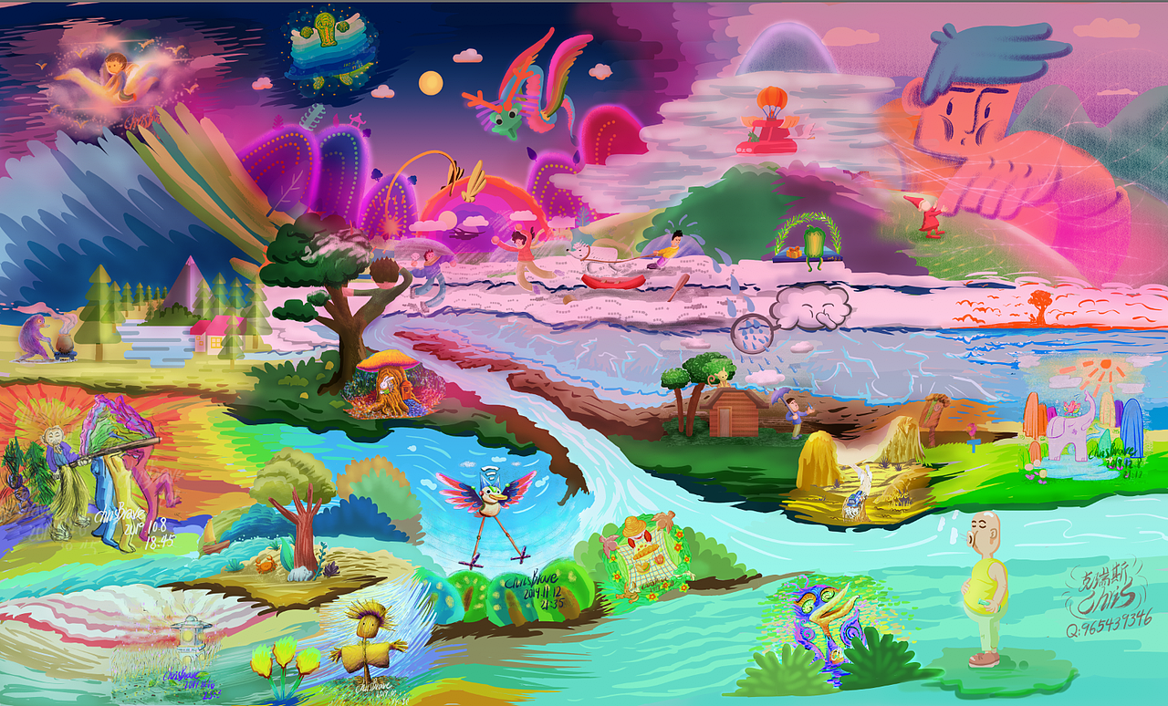 奇幻世界众图一体，拼拼拼！（图ZMjEwMzc5OTEy） - 新锐潮流插画 - 站酷设计师勇者克瑞斯原创素材 - 站酷ZCOOL