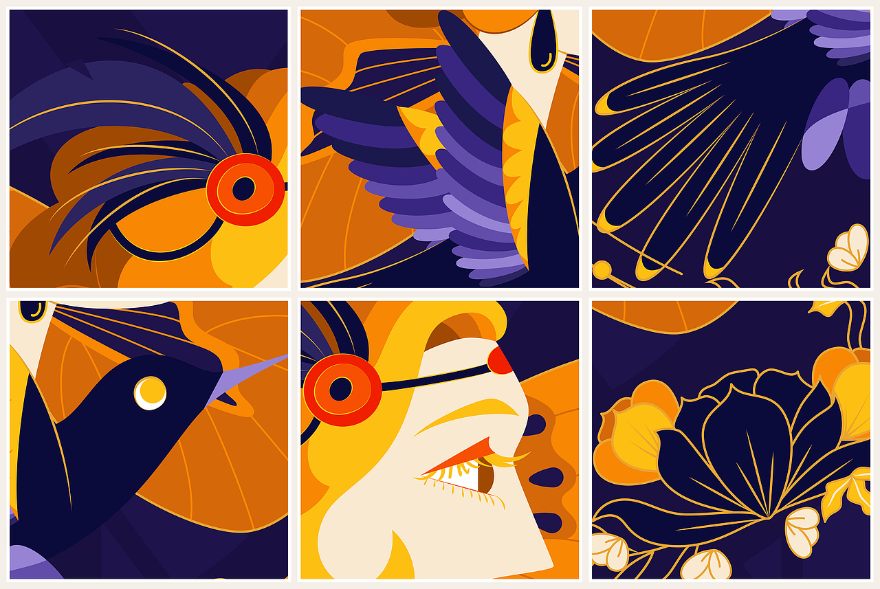 复古人像矢量插画练习（图ZMjA4MzQ5NzUy） - 创作习作 - 站酷设计师丁小渔原创素材 - 站酷ZCOOL