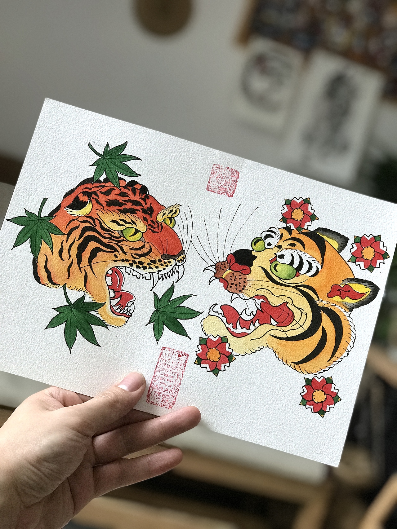 日式风格纹身手稿《楓の虎》与《桜の虎》。（图ZMTg5NjE2MTA0） - 绘画 - 站酷设计师起雲原创素材 - 站酷ZCOOL