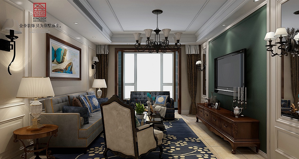 金舍装饰-保利花园140平米装修效果图-简美风格-三居室装修