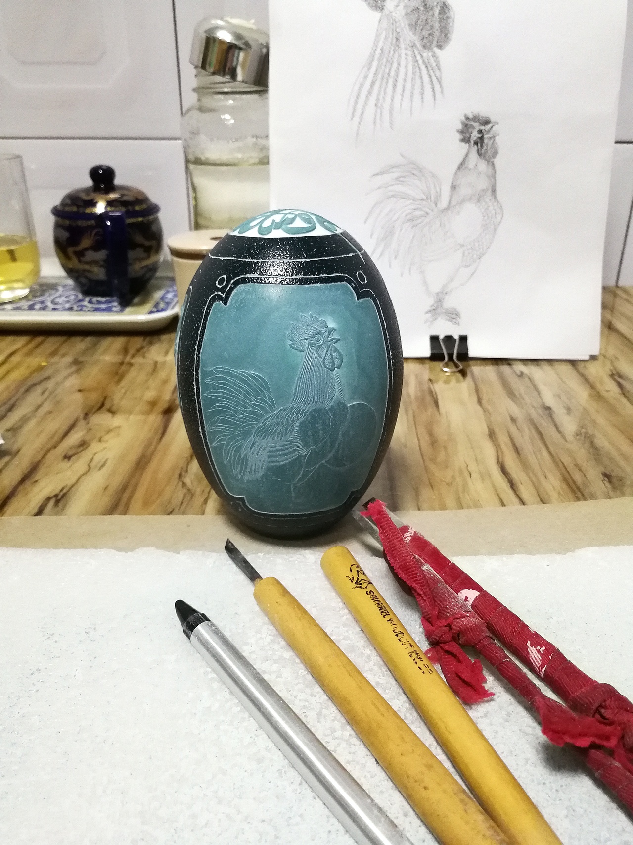 鸸鹋蛋雕《生肖全家福》