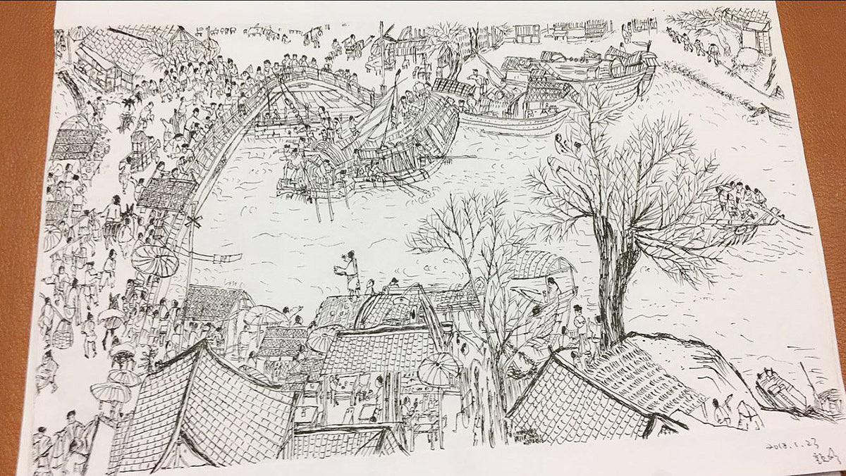 清明上河图白描_婷婷christina-站酷zcool