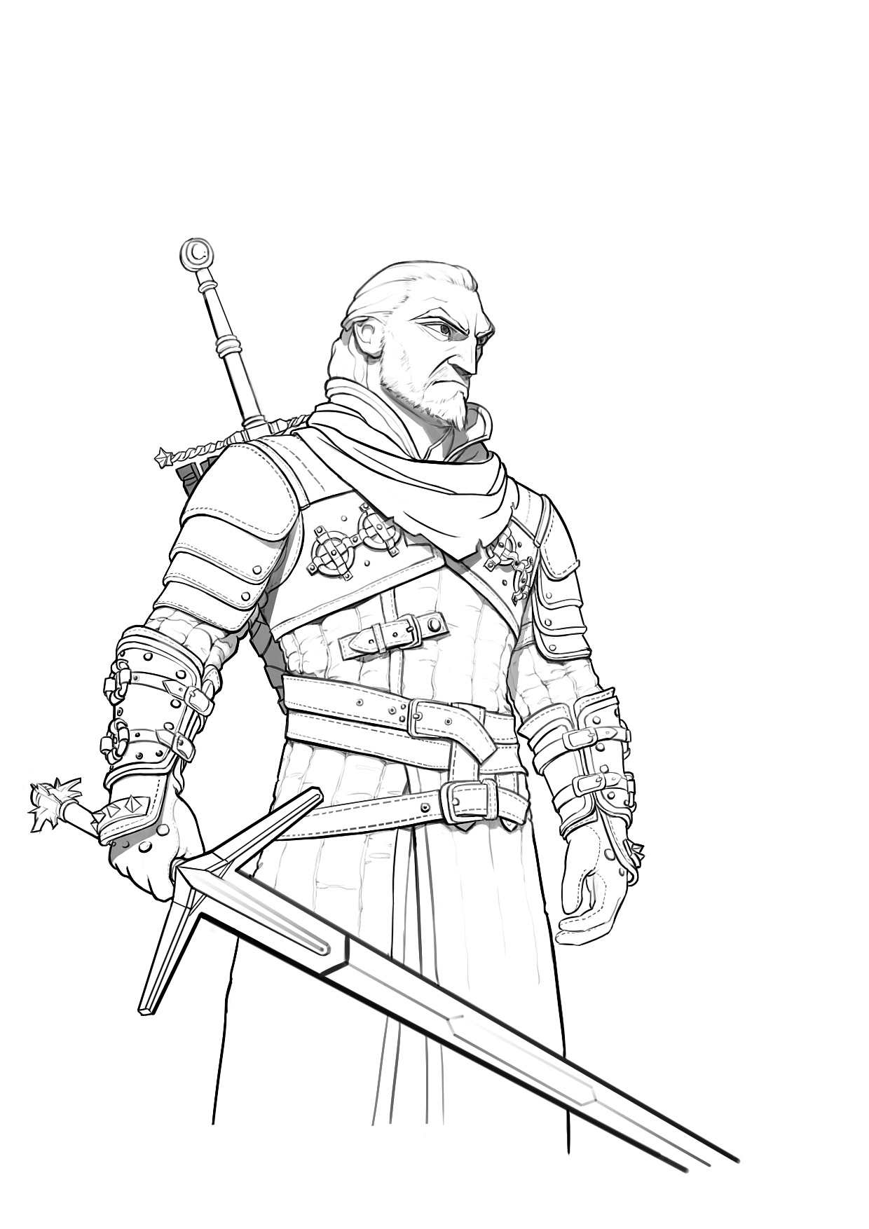 插画(巫师临摹)过程