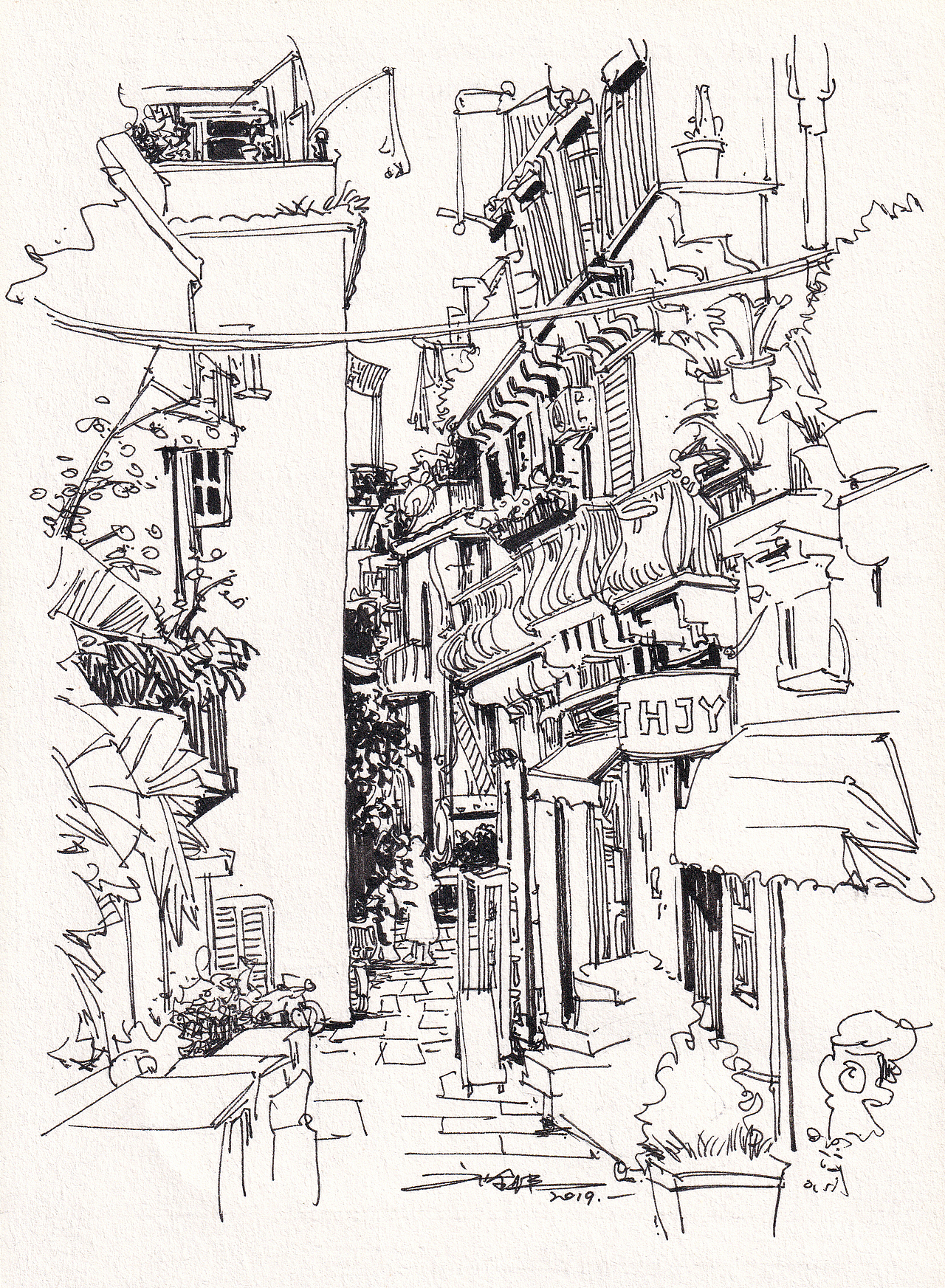 《插画师必经之路》午后的小巷_风景速写（图ZMTkyOTU3NTky） - 绘画 - 站酷设计师定谔猫原创素材 - 站酷ZCOOL