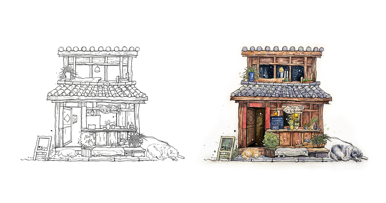 钢笔淡彩（图ZMTIxNTU5MzUy） - 创作习作 - 站酷设计师花小小小花原创素材 - 站酷ZCOOL