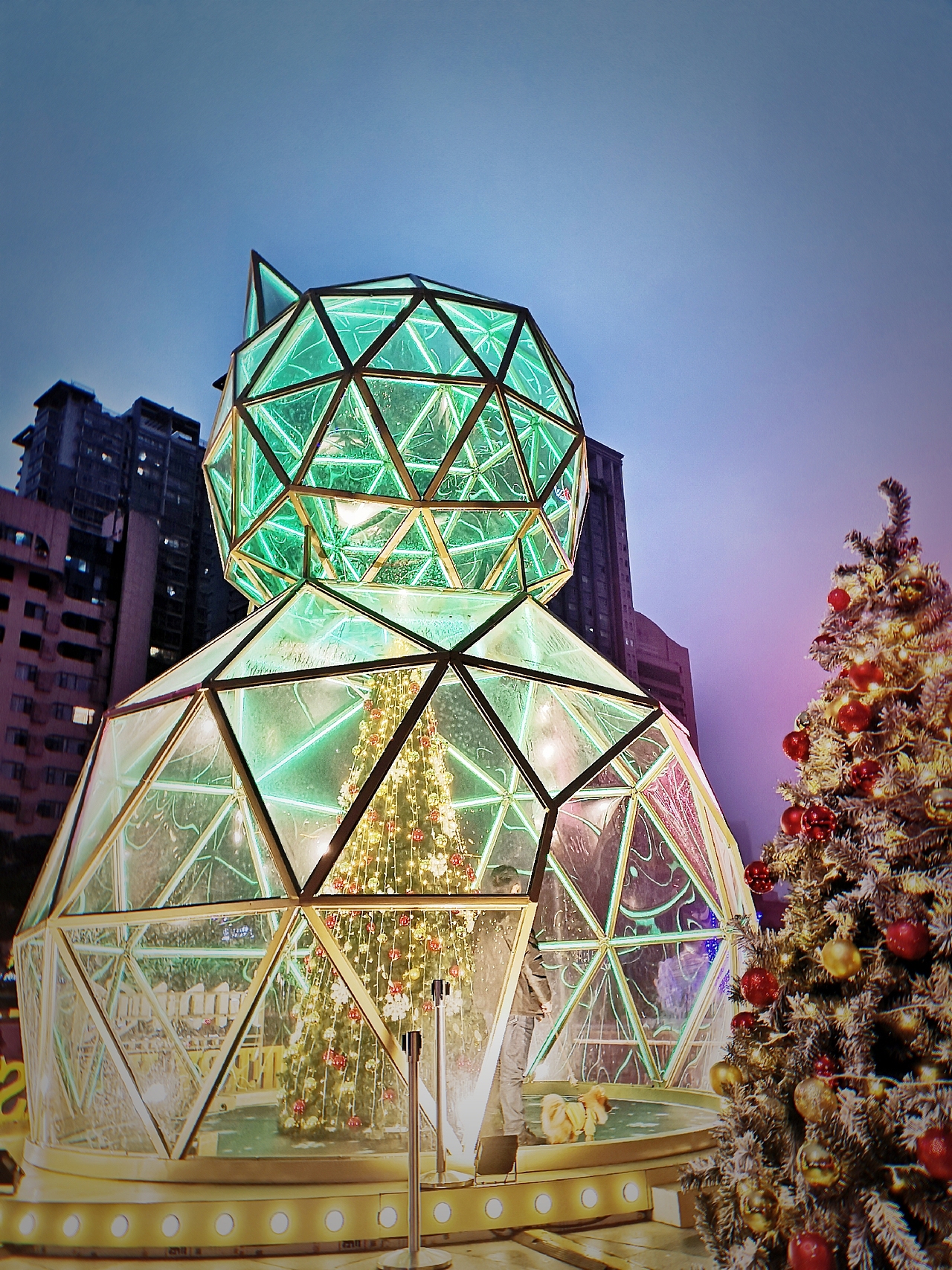 长沙叮叮mall——巨型玻光喵形圣诞树