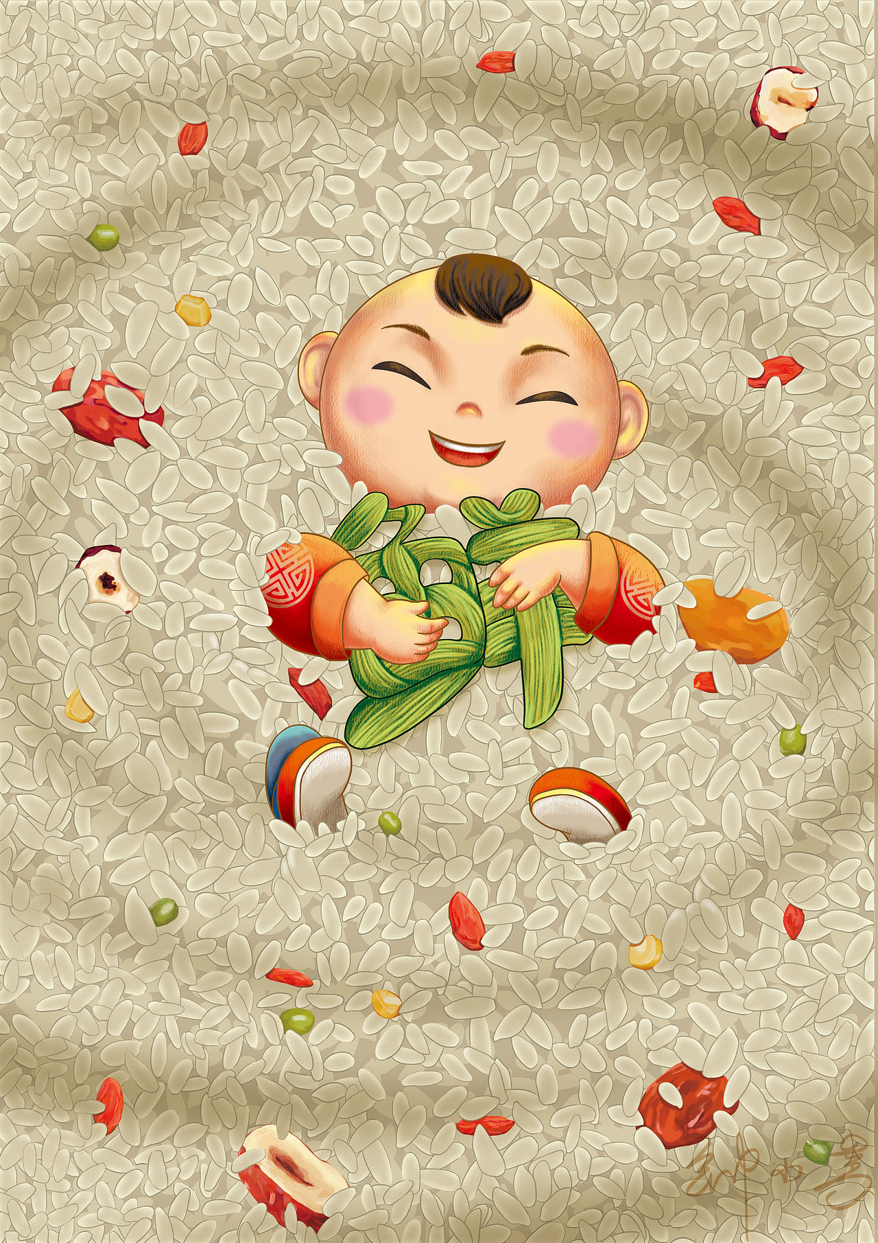 粽子包装插画-子鲜阁