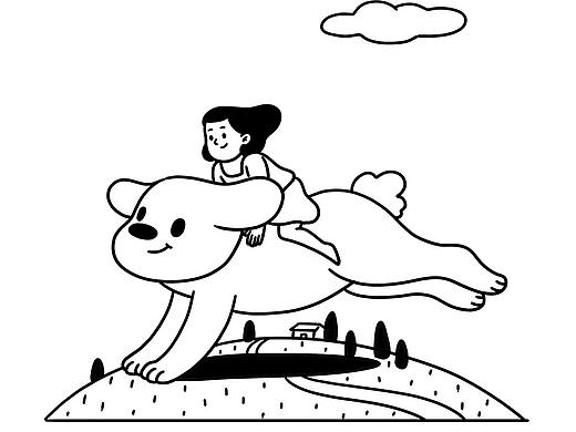 黑白简笔画/大狗狗