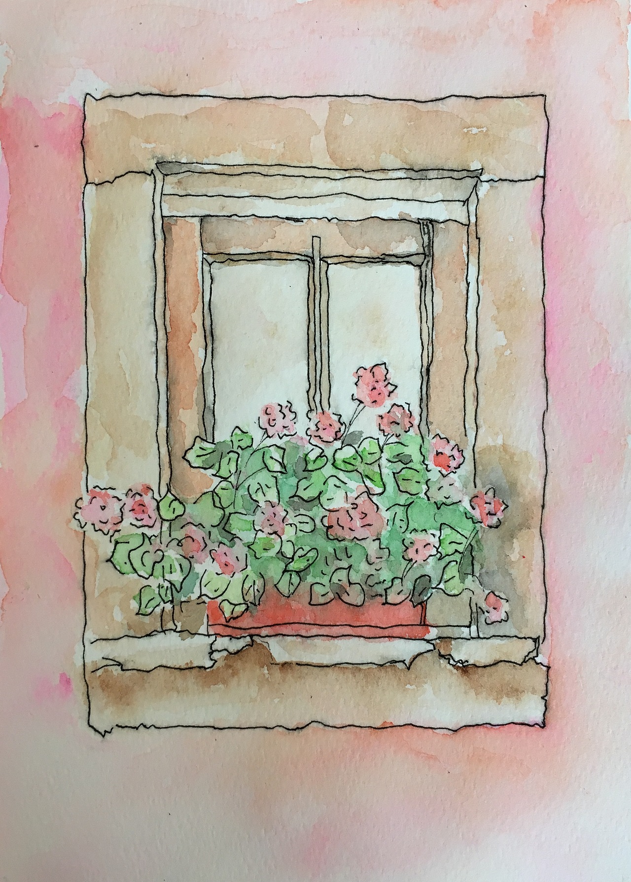 粉色窗台过程图