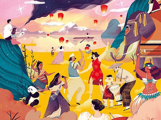 给美国麦当劳画的新年日历封面