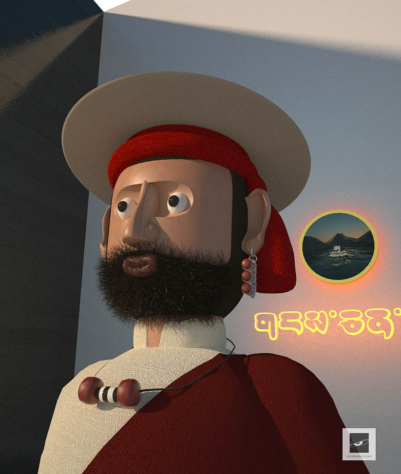 3d艺术卡通康巴汉子