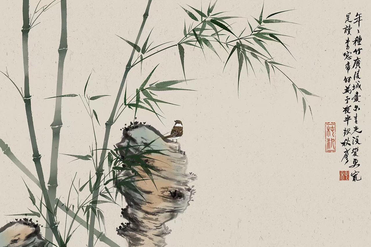 梅兰竹菊四君子水墨画