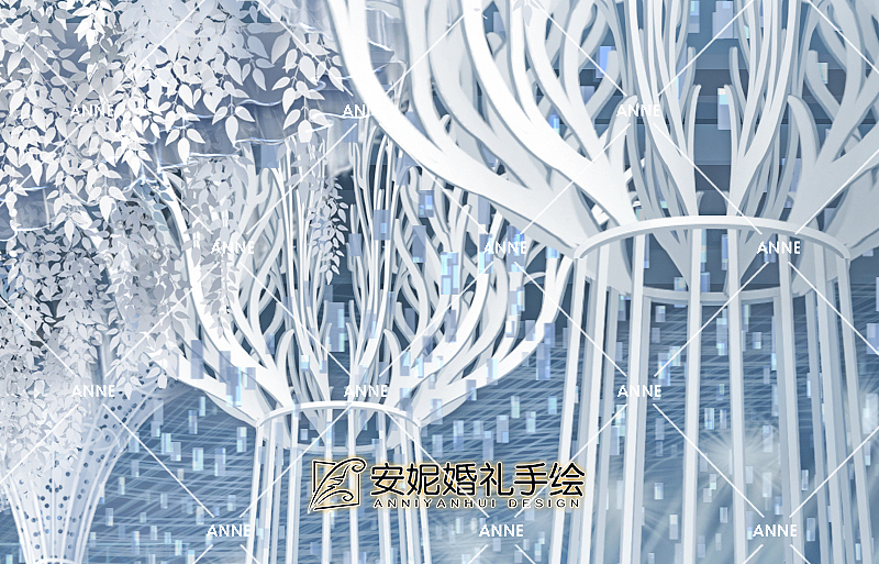 安妮婚礼手绘 | 一片淡蓝色的海