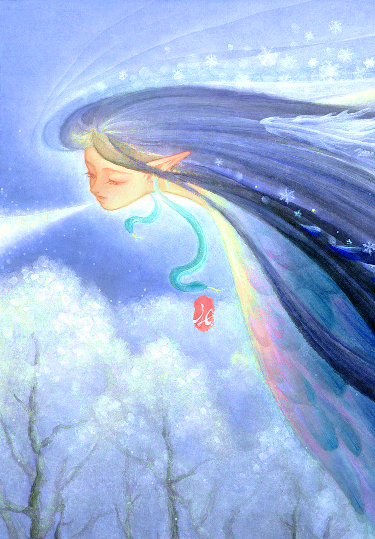 新国画 | 《雪》手绘清新国风节气神话海报 水墨画艺术（图ZMjczMjUyNjEy） - 艺术插画 - 站酷设计师何塞特Herset原创素材 - 站酷ZCOOL