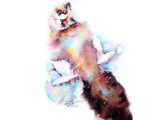 水彩下的猫青年