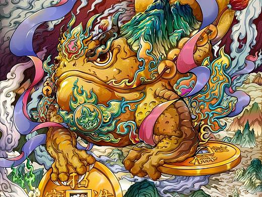 金蟾挂月，纳福送财