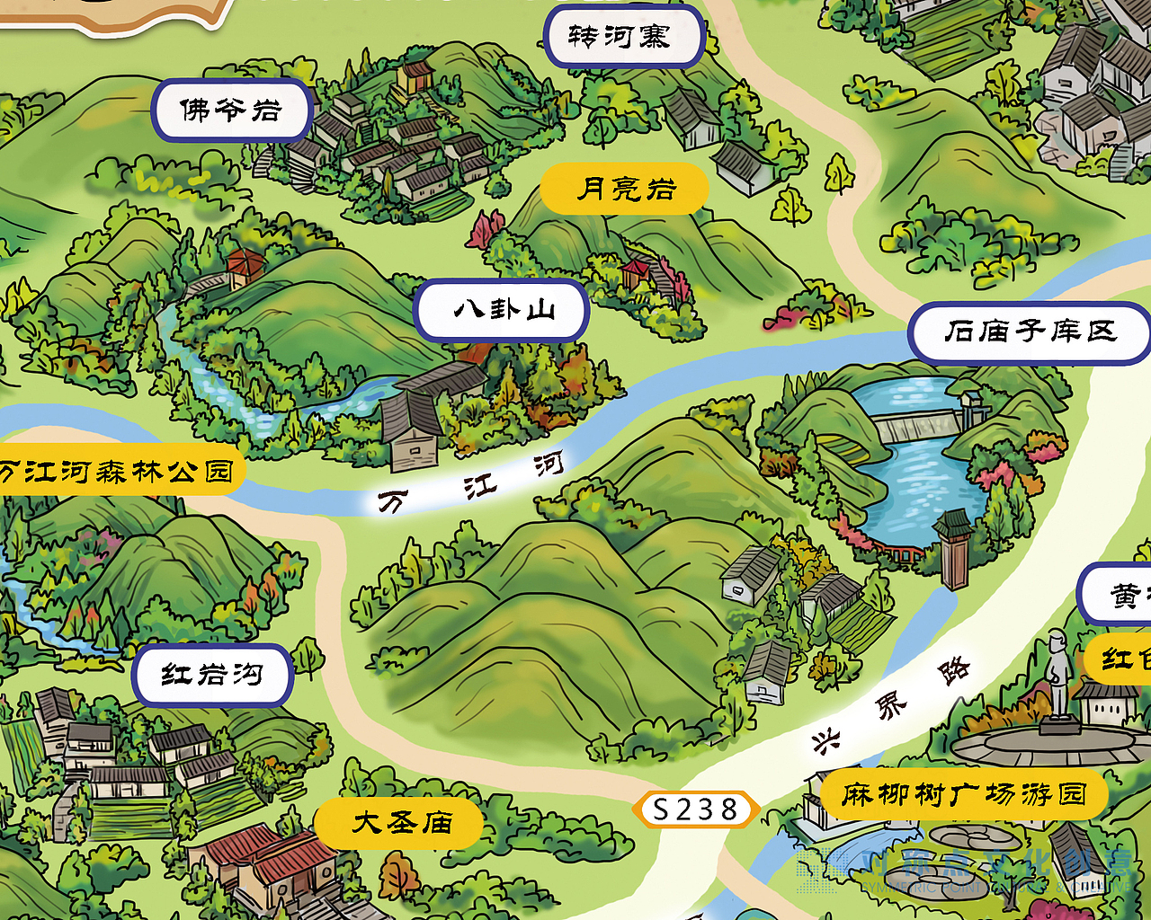 美丽乡村手绘地图