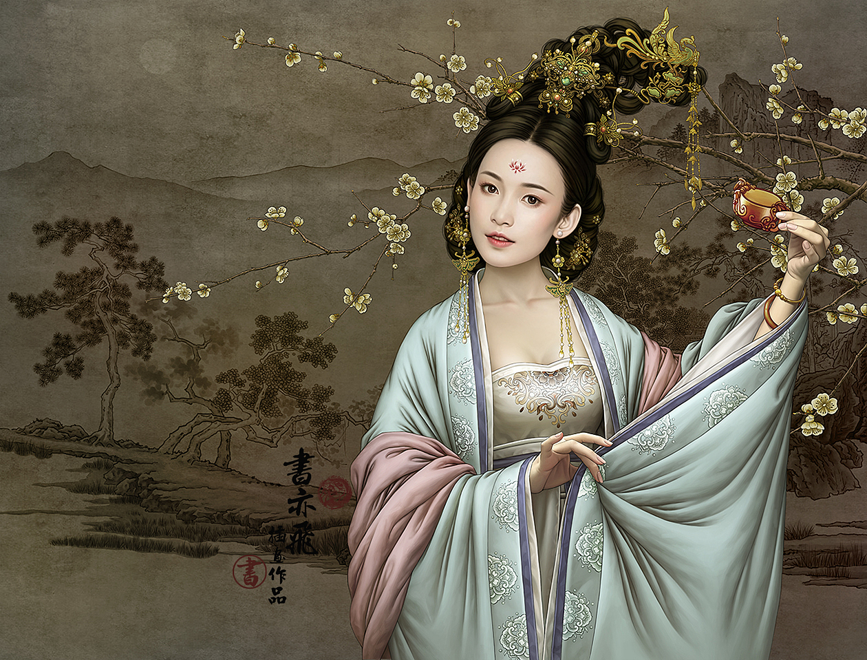古风插画——倾国名花系列