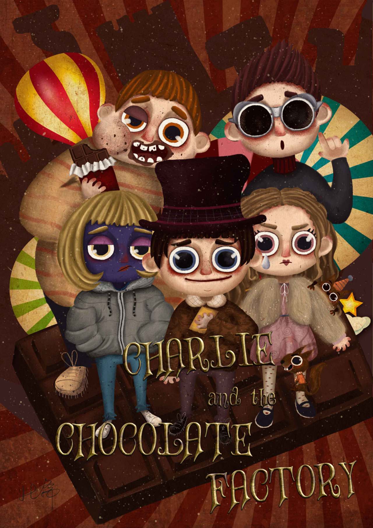 插画电影海报蒂姆波顿查理和巧克力工厂