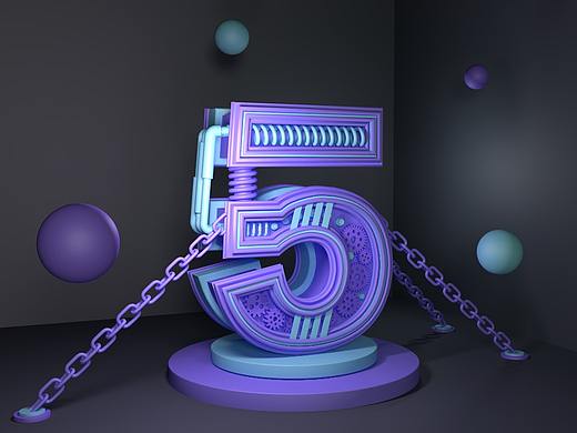 C4D数字5建模