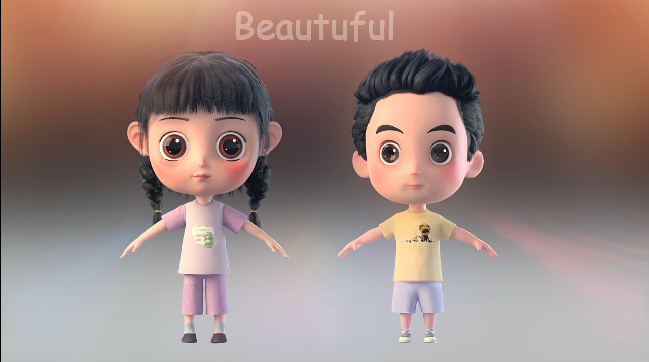 三维角色 卡通人物 动画人物 maya模型 建模 卡通女孩