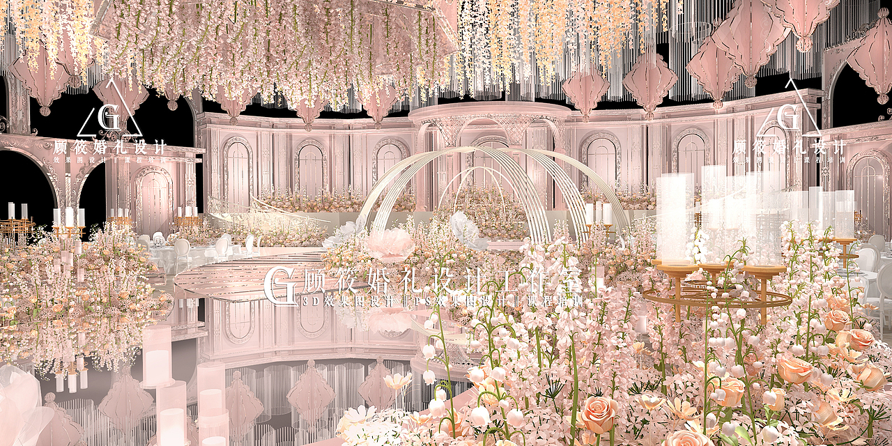 粉色系丨3D婚礼效果图（图ZMTYzNDcxMTMy） - 舞台美术 - 站酷设计师顾筱婚礼设计原创素材 - 站酷ZCOOL