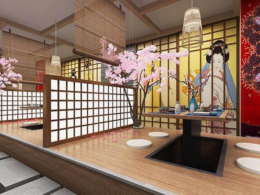 日式风格樱花装饰札幌日料店设计
