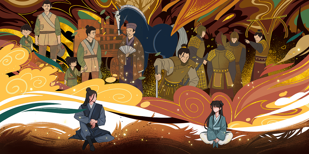 柏抱槐民間傳說-《槐娘與柏郎》系列插畫（圖ZMjY1NTcxNzA4） - 繪本 - 站酷設(shè)計師爽籽VIVI原創(chuàng)素材 - 站酷ZCOOL