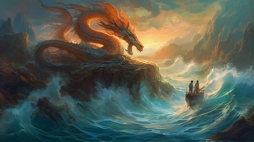 舟与巨龙（图ZMzM3MzY3NzAw） - 新锐潮流插画 - 站酷设计师孤一少原创素材 - 站酷ZCOOL
