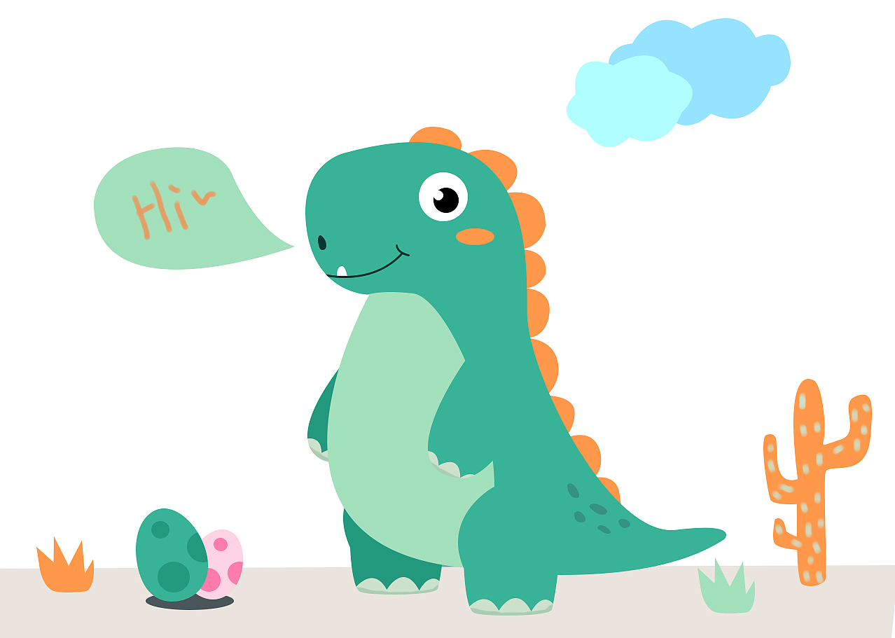 恐龙与兔子卡通形象