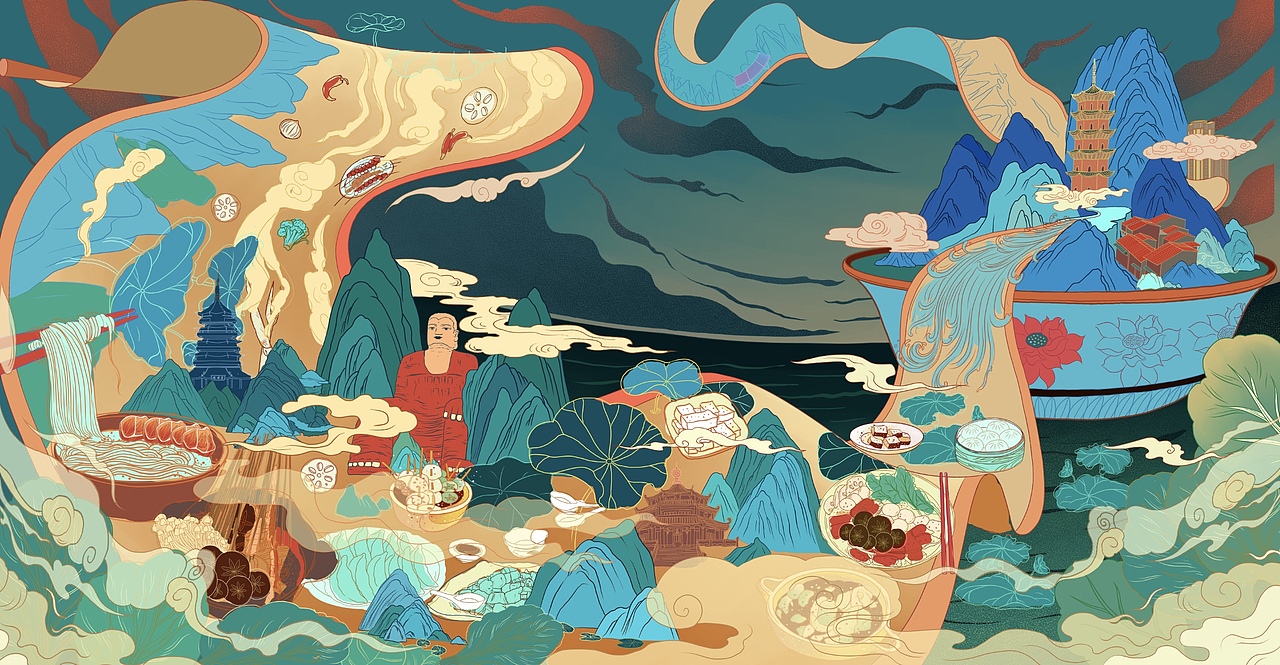 江湖食令（图ZMjIyMTExNTQw） - 商业插画 - 站酷设计师陈小橙CR原创素材 - 站酷ZCOOL