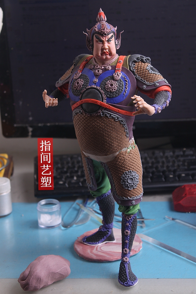 贺加贵面塑软陶(韦陀菩萨 )