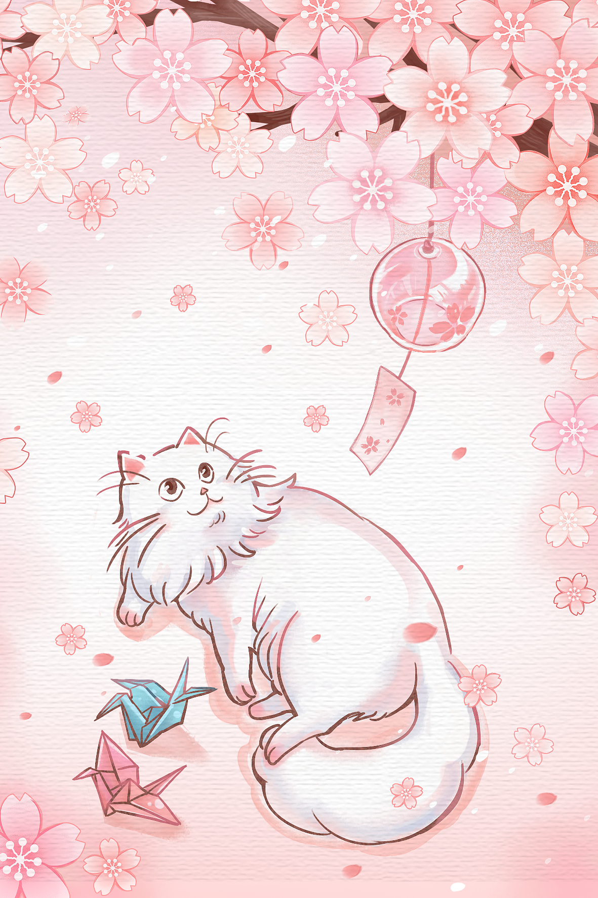 樱花与猫咪（图ZMjQ3MTAwNzYw） - 商业插画 - 站酷设计师wyq23333原创素材 - 站酷ZCOOL