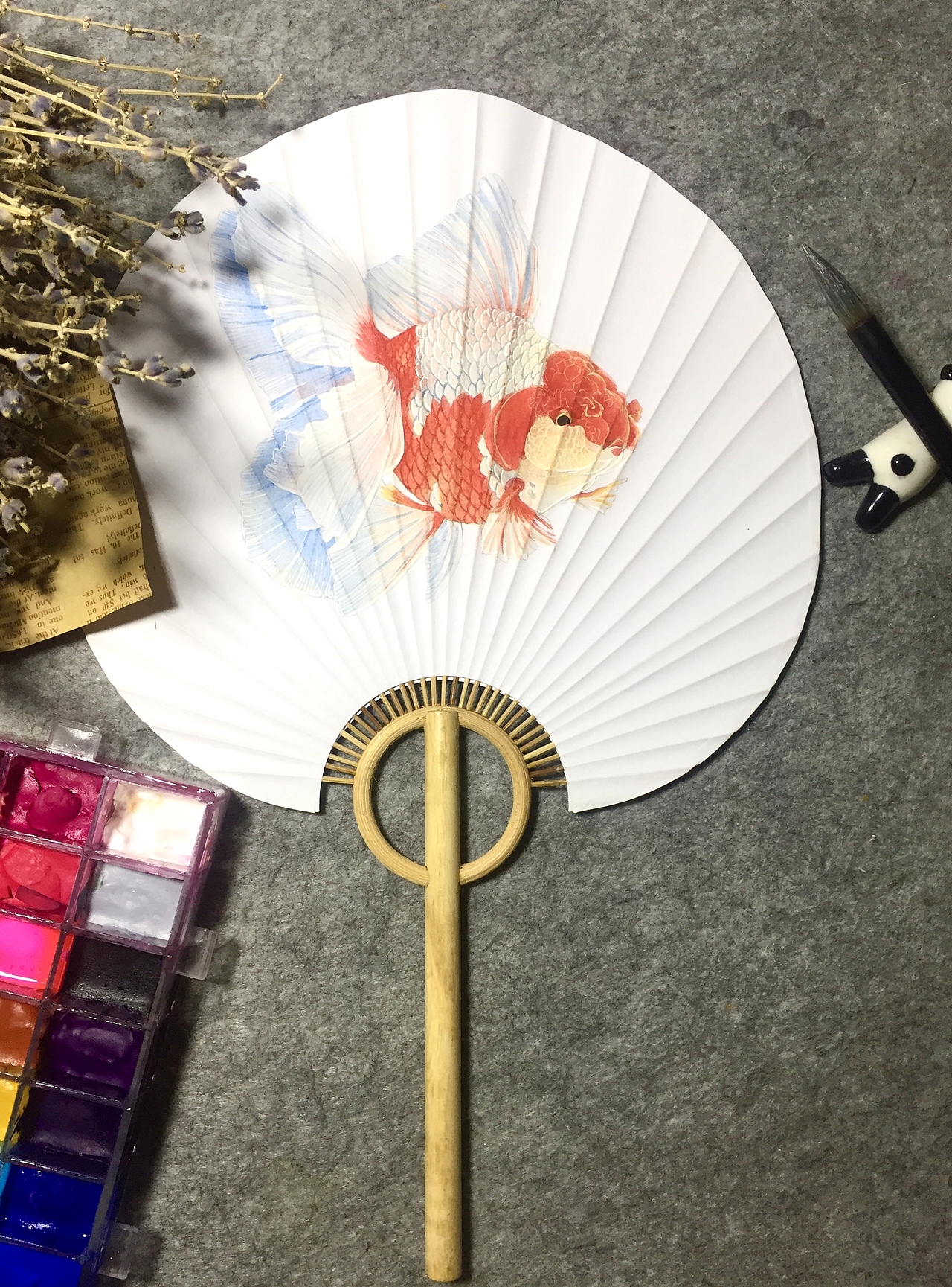 水彩扇子（图ZMTE5MDA5MzU2） - 艺术插画 - 站酷设计师喵喵LC原创素材 - 站酷ZCOOL