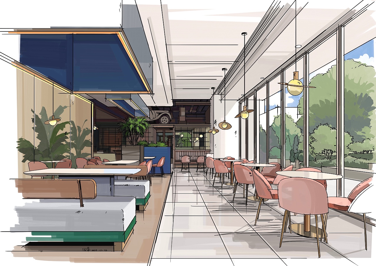 ipad室内手绘|空间|酒店餐饮设计|膜拜大神之人 - 原创作品 - 站酷