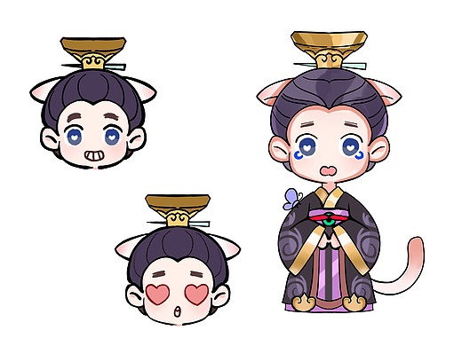 【钟离宝与齐宣喵】之齐宣喵三视图形象